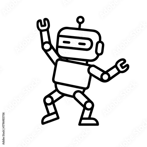 robot dancing vector line icon on a white background
Vector line icon
