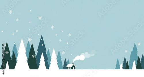 winter landscape vector illustration