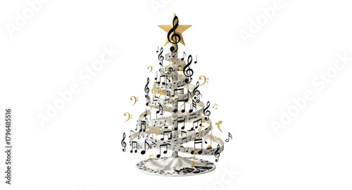 Christmas tree with musical notes