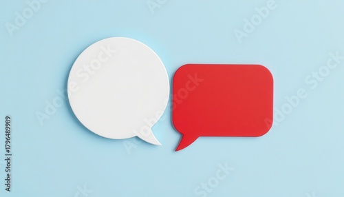 Colorful Speech Bubbles on Light Blue Background for Communication and Conversation Themes in Digital Design