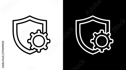 Shield Gear With Icon Set Design