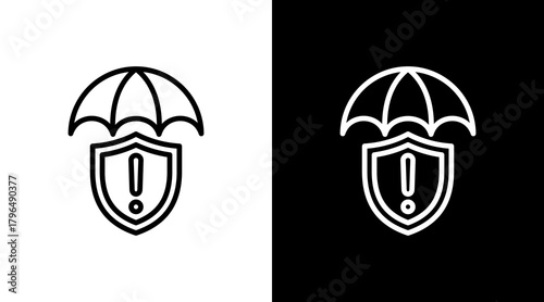 Umbrella Shield With Icon Set Design
