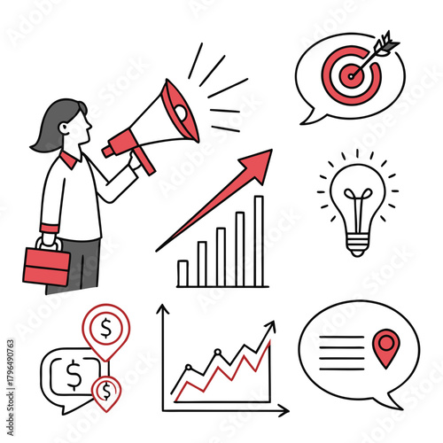 Business Marketing and Strategy Icons vector illustration