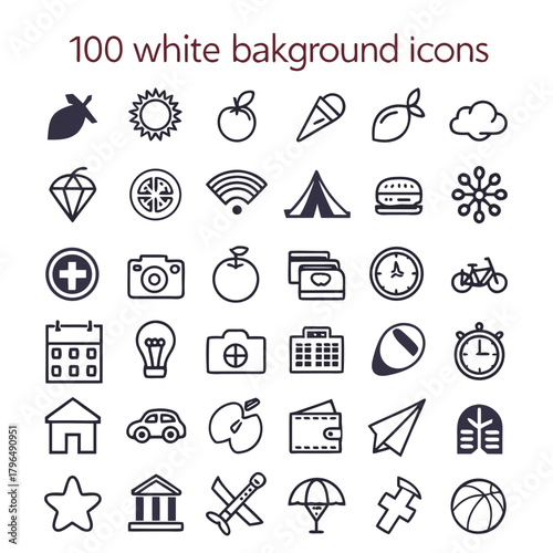 Comprehensive Icon Grid with Diverse Symbols icons
