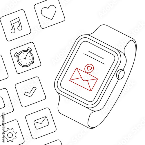 Smartwatch with App Icons wearable technology