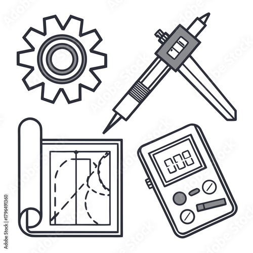 Engineering and Technical Tools Icons vector illustration