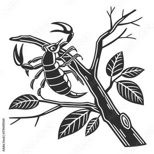 Scorpion On A Branch Illustration insect arachnid