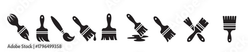 assorted black paintbrush designs for painting and design