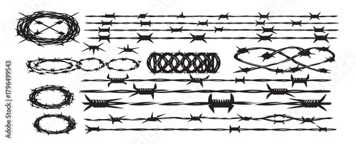  barber wire set isolated white background razor wire
