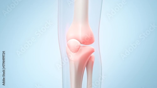 Painful kneecap with glowing red bone Concept of joint pain and osteoarthritis