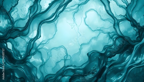 Abstract Teal Glass Texture with Soft Light Reflections for Modern Design Concepts