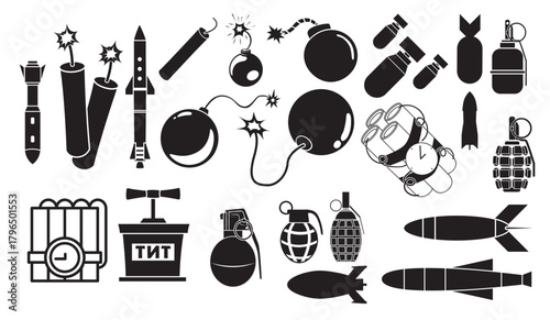 bomb icon vector set explosion illustration sign