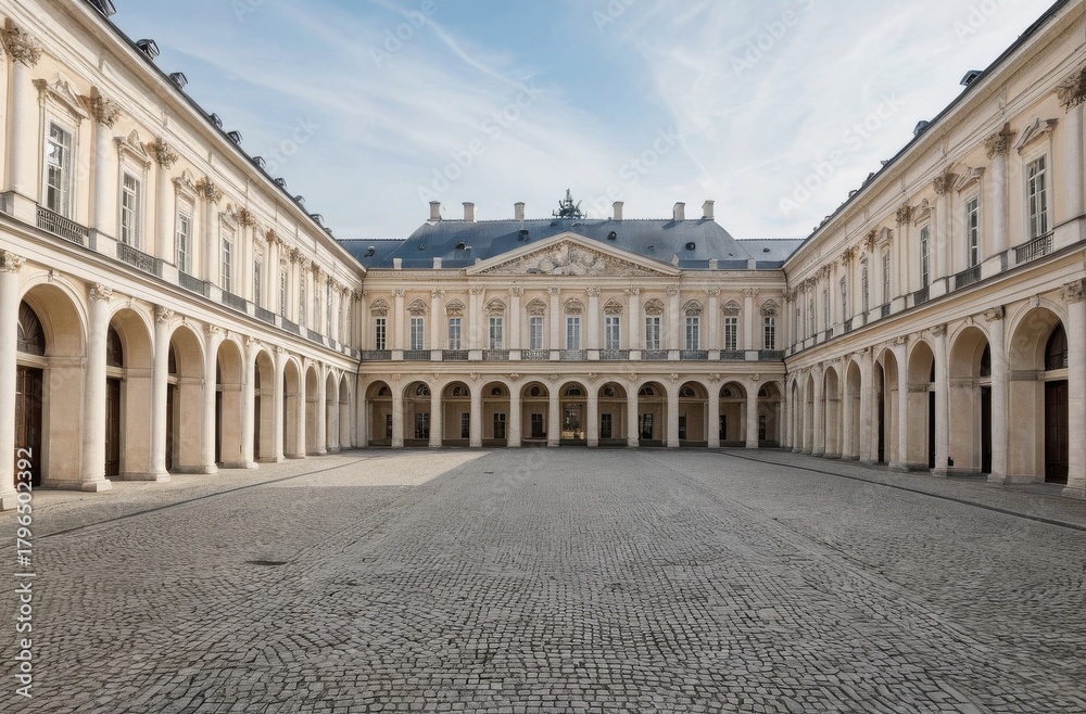Naklejka premium Palace Courtyard Featuring 17th Century French Classical Architecture