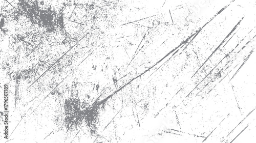 Abstract grey distressed grunge texture with scratches and speckles on white background vector