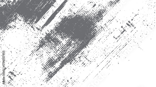 Abstract textured background with distressed grey brush strokes and scattered dots on white grunge