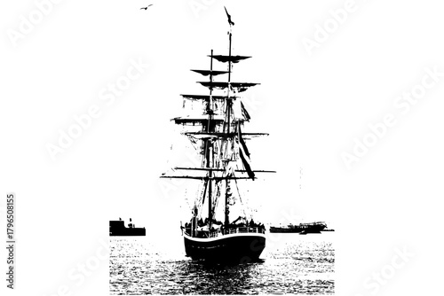 ship on a white background, vintage ship vector illustration