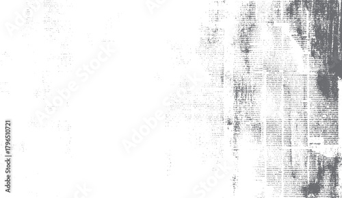 Faded grey text and dots scattered across a white background with dense text blocks on the right abstract