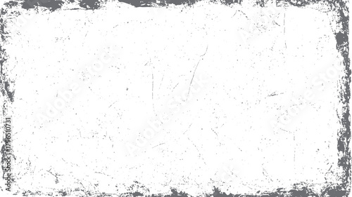Gray distressed grunge texture border with scattered dots and scratches on a white background vector