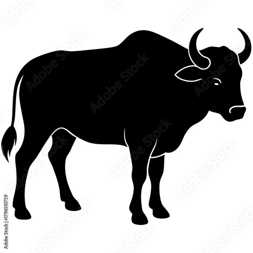 black silhouette of a cow
