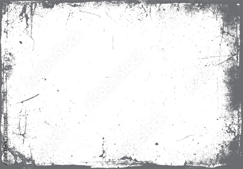 Gray distressed grunge texture overlay with scratches and speckles on white background vector