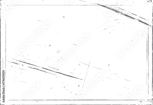 Textured gray grunge border with distressed scratches and speckles on a white background vector