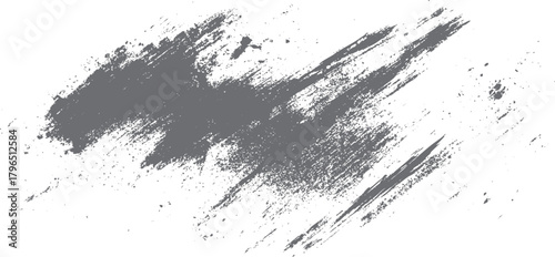 Textured grey brush stroke splatter abstract background with distressed effect and scattered particles