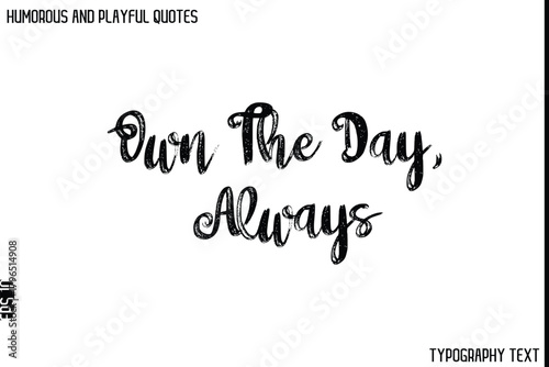 Картината върху платно Own The Day, Always   -Humorous and Playful Quote Vector – Hand Drawn Brush Typo