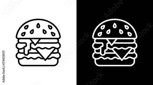 Burger With Icon Set Design