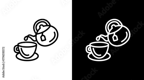 Teapot Cup With Icon Set Design