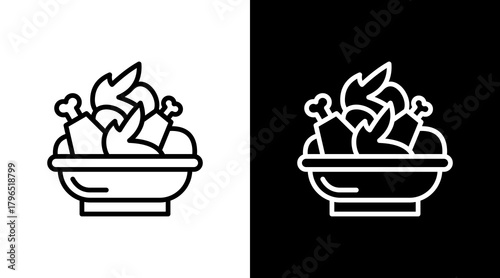 Fried Chicken With Icon Set Design