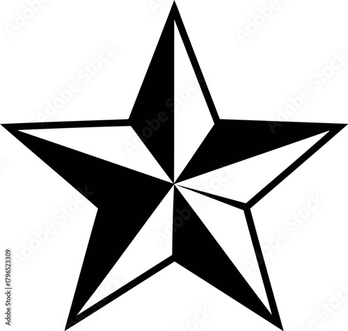 Classic black and white five pointed star tattoo design