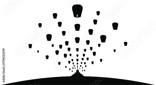 Thousands of paper lanterns ascend into the night sky, creating a magical spectacle.