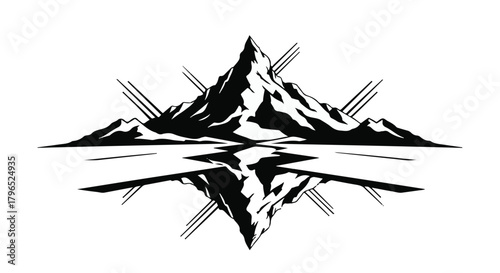 Majestic mountain peak reflected in still water, symbolizing balance and nature's grandeur.