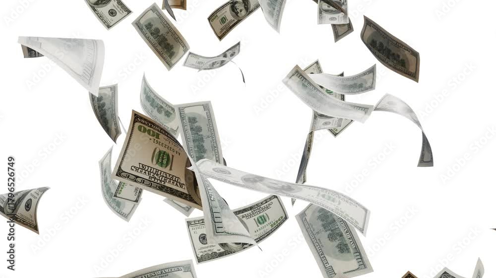 Falling Money white color background for Overlay. Money explosions ...