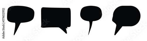 Diverse black speech bubbles for digital communication and messaging icons