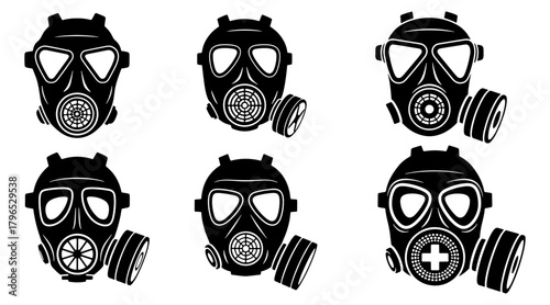 Vector Gas mask silhouette icons set