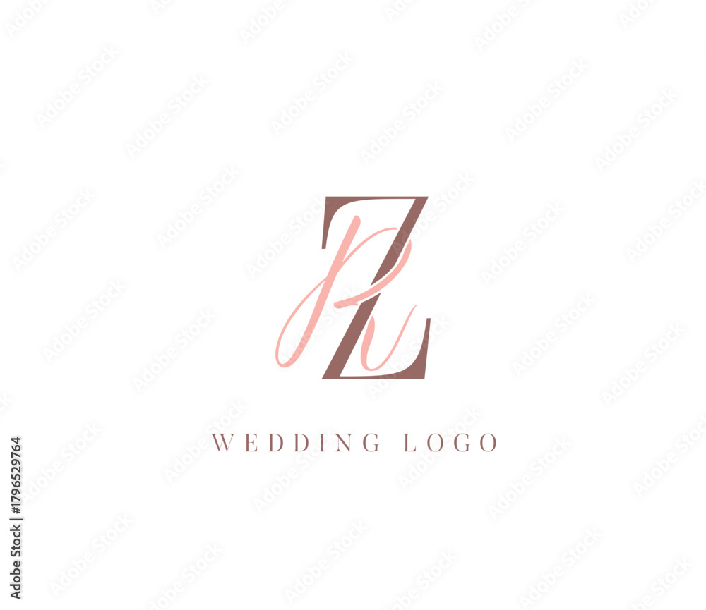 Fototapeta premium RZ monogram logo. calligraphic signature icon. wedding logo