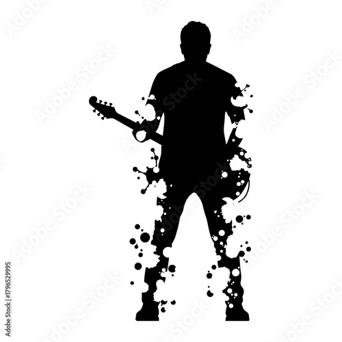 Guitarist splatter effect silhouette