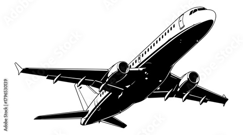Airplane flying vector silhouette 