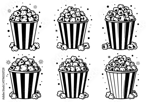Popcorn buckets vector set