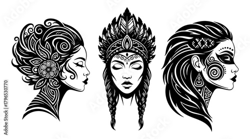 Goddess stylized portrait set