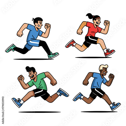 Runners exercising together