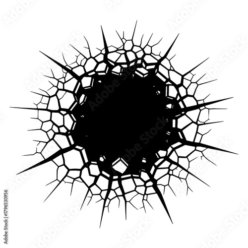 Crack shattered hole