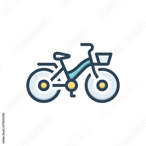 Color illustration icon for commuter bike