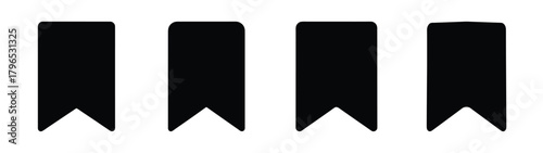 Four black ribbon bookmark icons ready to mark your important pages and information