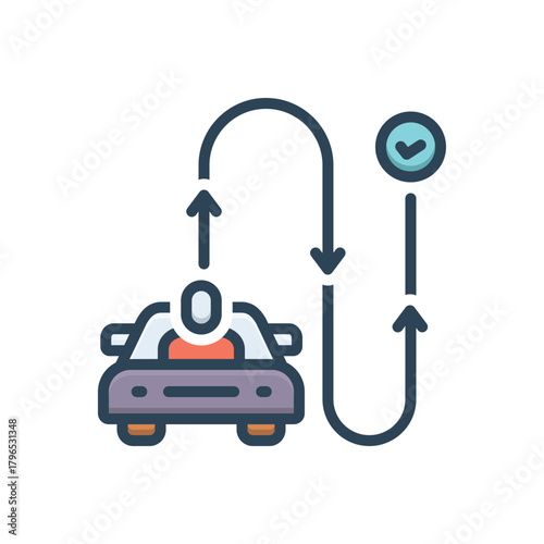 Color illustration icon for commuter journey