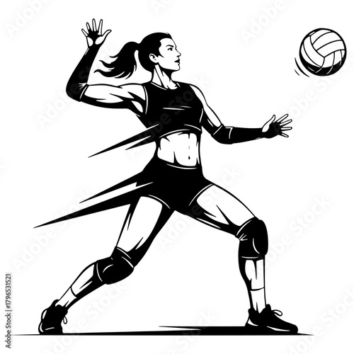 Volleyball player hitting ball