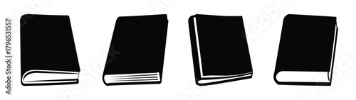 Collection of four black sketch style hardcover books in different orientations