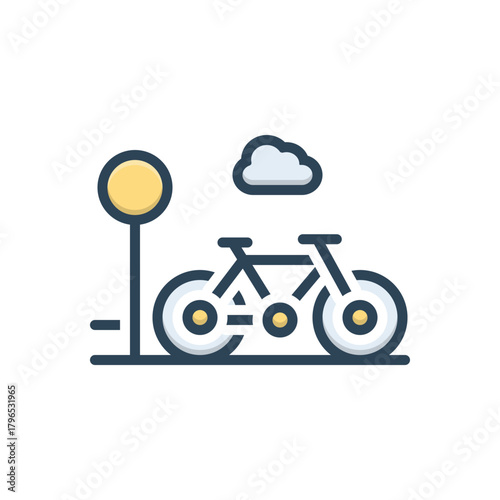 Color illustration icon for cycle route