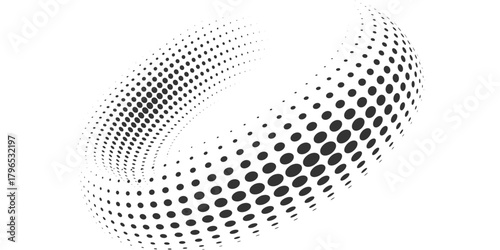 Role halftone background with wavy surface made of gray dots on white poppuler
